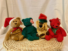 Ty Jingle Beanies Bear Plush Lot of 4, Retired Vintage 1998 Ty Beanie Babies