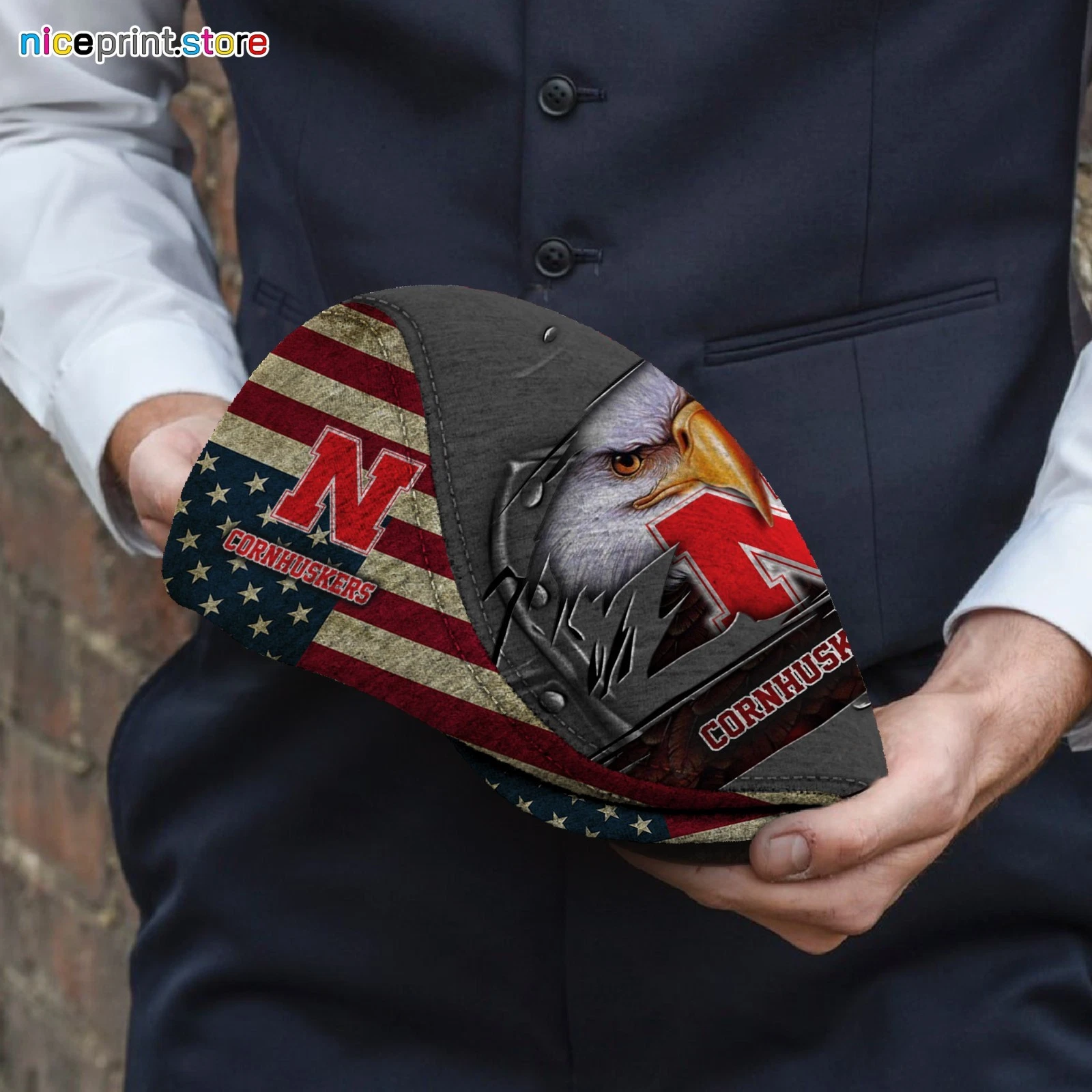 Nebraska Team Cornhuskers Jeff Cap NCAA Driver Cap NCAA Golf Cap NCAA Flat Cap