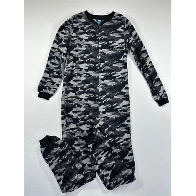 Jelli Fish Kids Camouflage Fleece Pajamas Blanket Sleeper One Piece Size L 10-12 - Image 1 of 4