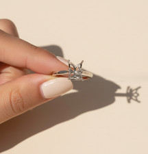 925 Sterling Silver Semi Mount Ring Setting-Square Cut-Minimal Engagement Ring