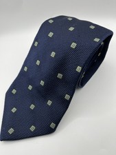 Brooks Brothers Makers Tie Cotton Silk Navy Blue Geometric Men's Neck Tie USA