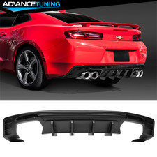 Fits 16-24 Camaro Lt Ss Matte Black 1pc 4-shark Fin Rear Bumper Lip Diffuser Pp