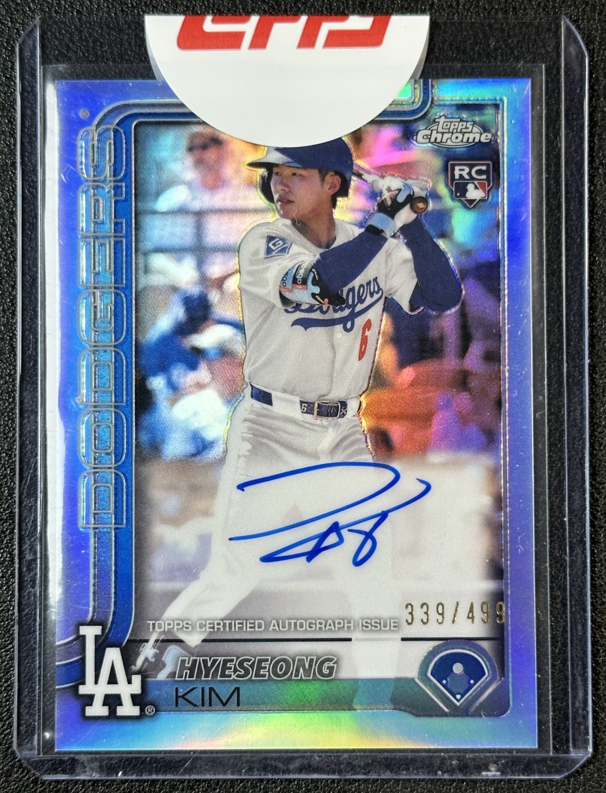 HYESEONG KIM 2025 TOPPS CHROME #RA-HYE ROOKIE REFRACTOR AUTO RC 339/499 DODGERS