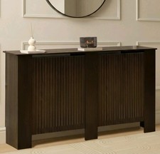 OHS Ribbed Radiator Cover Slatted Engineered Wood Side Board Cabinet Shelf large