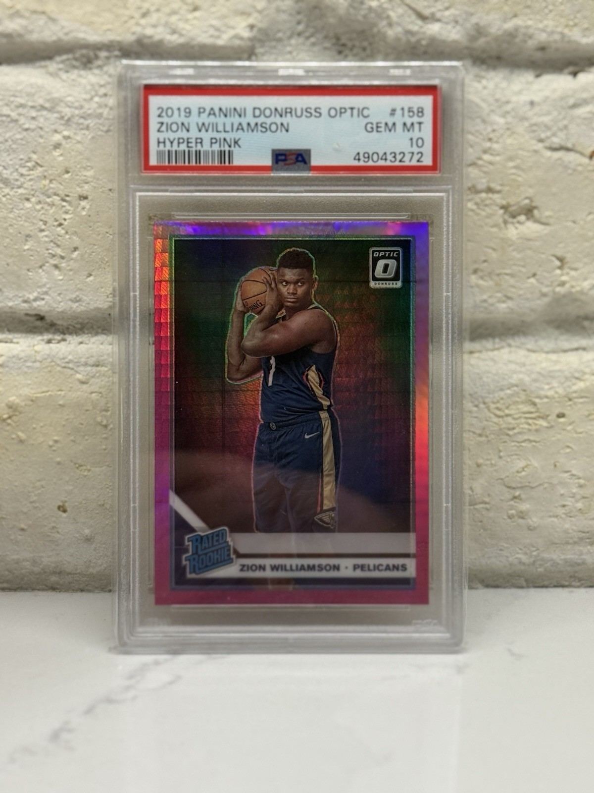 2019-20 Donruss Optic Zion Williamson Hyper Pink RC #158 Pelicans PSA 10
