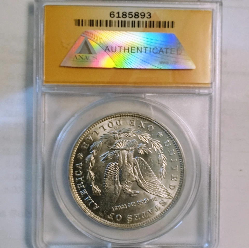 1885-O  Morgan Silver Dollar ANACS Graded MS 62 Condition . - Image 4 of 4