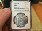 1884-O Morgan Silver Dollar Bright White NGC MS63