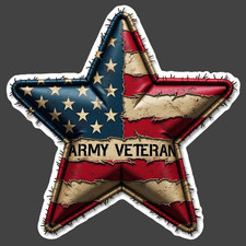 Army Veteran Fabric American Flag Star Sticker Vinyl Decal Military Pride