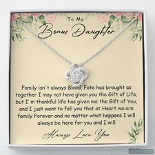 To My Bonus Daughter Necklace Stepdaughter Heart Pendant Jewelry Present