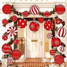 24 Pcs Christmas Decorations Outdoor Christmas Hanging Ornaments Peppermint Cand