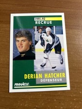 1991-92 Pinnacle French #328 Derian Hatcher Rookie Hockey Card Dallas Stars