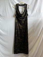 WEWOREWHAT Black Cowl Neck Halter Dress Size M with Fabric Pull