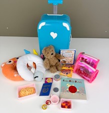 Our Generation Travel Set Rolling Suitcase Neck Pillows Accessories Toiletries