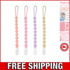 Cuddle Campus Silicone Pacifier Clip Holder with One Piece Design, Pack of 4