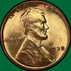1938 Lincoln Wheat Cent Brilliant Uncirculated BU Coin #37708
