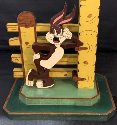 ヴィンテージ 1950 年代? Bugs Bunny塗装済みウッドランプブライアントパドルランプソケットワークス - 画像10/10