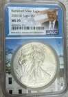 New Listing2020 W Burnished Silver Eagle NGC MS70 - Trump Core- TOP POP & COLLECTIBLE B & B