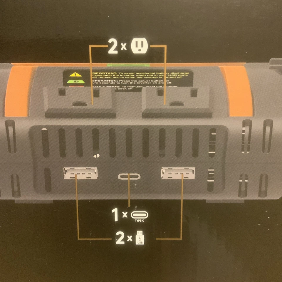 Duracell 1000W High Power Inverter Continuous Power DR 1000INVC  w/ + & - Cables - Image 3 of 4