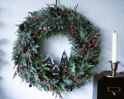 Türkranz Weihnachten, Adventskranz, Weihnachtskranz Outdoor Deko 30 cm künstlich
