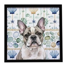 Bulldog Francés Pied Costero Mar Vidrio Enmarcado Metal Impresión WDK7041MFP88