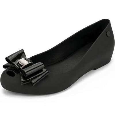 Damen-Ballerina schwarz Gummi flache Schleife bequeme Slipper Ballerina Freizeitkleidung