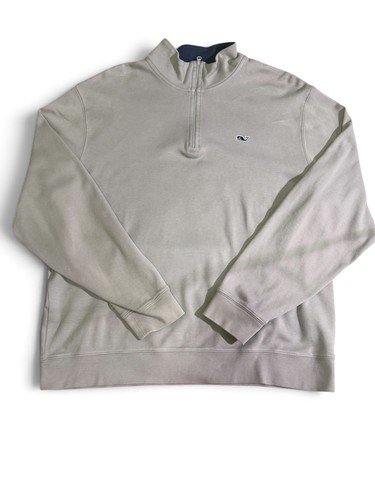 Vineyard Vines Saltwater Quarter Zip Pullover Sweater Gray Size Large