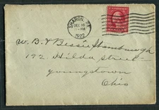 1922 Sharon PA Cover to Youngstown OH Hilda St Christmas Seal on Reverse