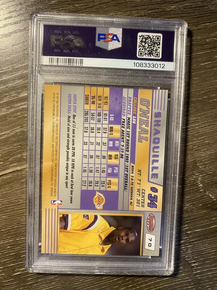 1997-1998 Bowmans Best Shaquille O’Neal LA Lakers #70 Basketball Card - Image 2 of 2