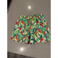Kids Old Navy Swim Trunks Size L 10-12 Parrot Tropical Print Elastic Waist