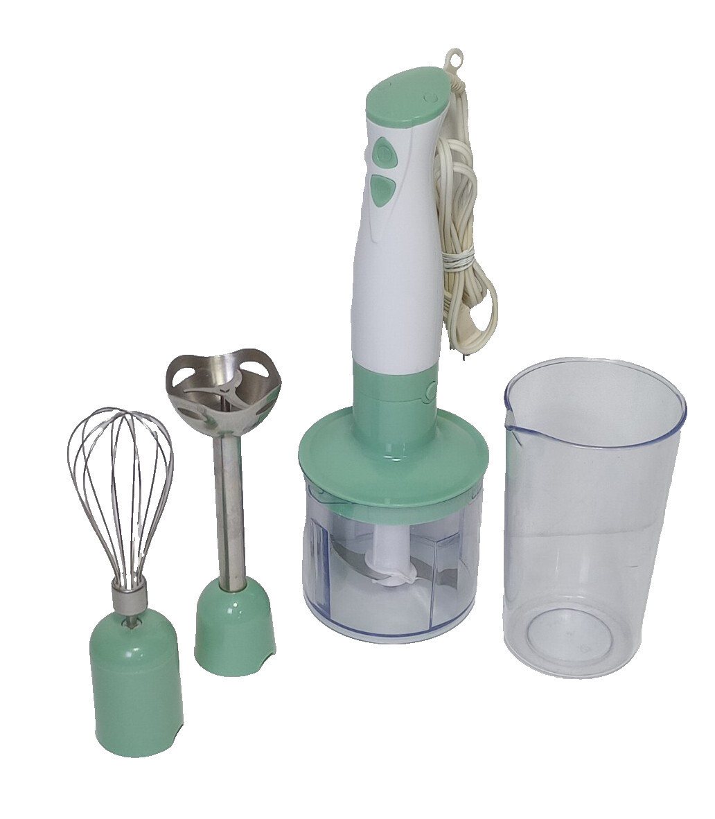 Hand Blender 3 in 1 Blend, Whisk, Chop Green Kitchen Living 