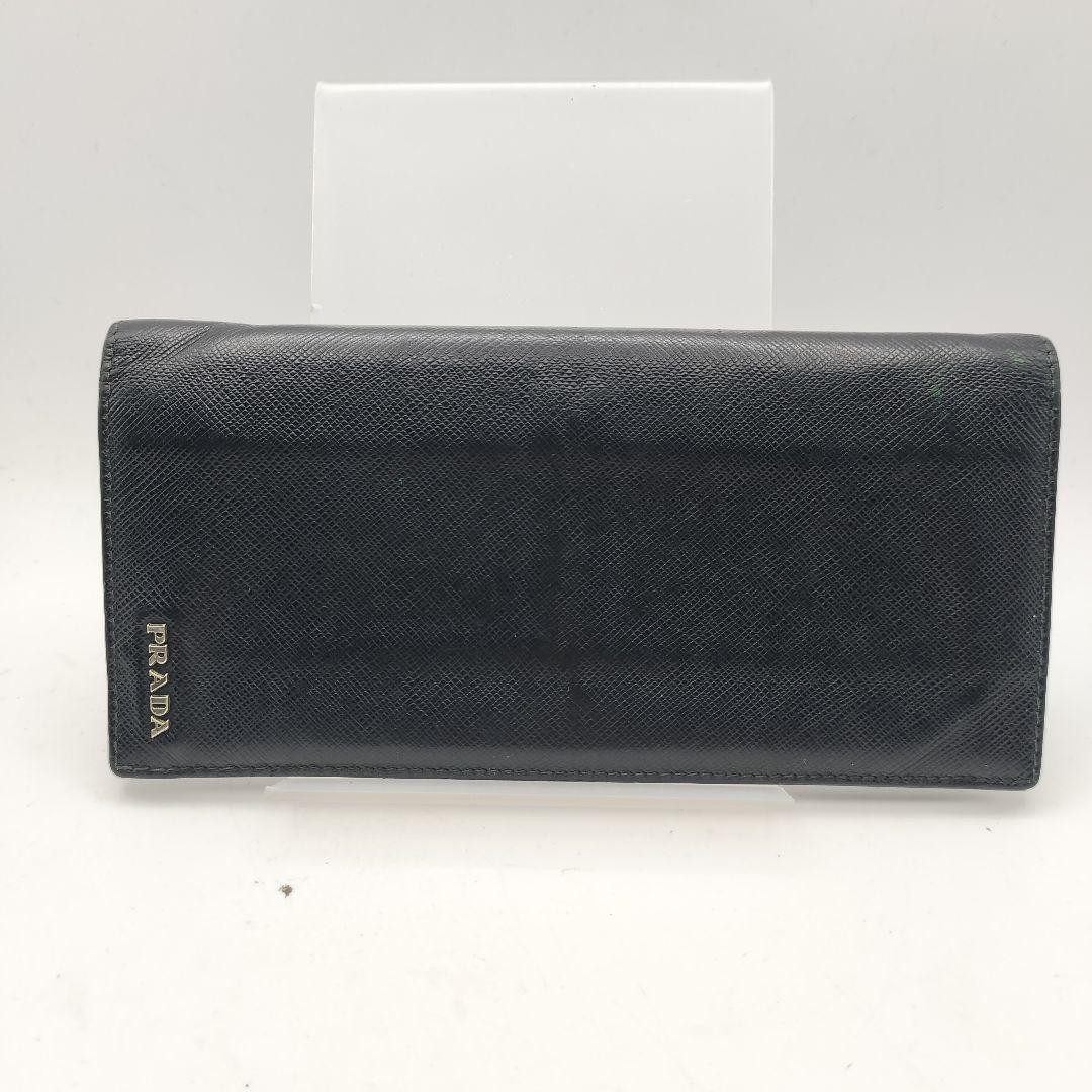 Prada Saffiano Leather Long Wallet Black Unisex Luxury Accessory