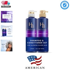 Biotin-Infused Purple Shampoo and Conditioner Set for Grey Hair, Anti-Brassin...