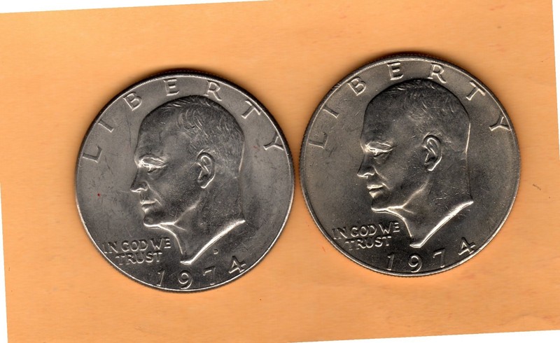 1974P & D Eisenhower Dollar Coins.  Two very, very nice coins!
