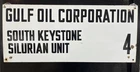 Original Gulf Oil Corporation South Keystone SilurianUnit Vintage Sign Porcelain
