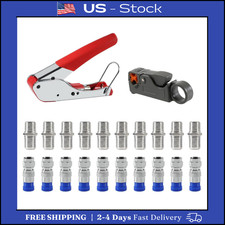 Coax Cable Crimper Coaxial Compression Tool Kit Wire Stripper with F RG6 RG59