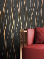 Newroom Vliestapete Schwarz Gold Streifen Modern Landhaus Wohnzimmer Elegant