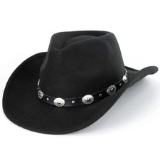 Vikodah Kids Wide Brim Western Cowboy Cowgirl Hat - Boys Medium, Black-u