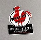 VINTAGE 12” PERFECT CIRCLE PISTON ROOSTER PORCELAIN SIGN CAR OIL GAS MOTORCYCLE