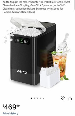 Aeitto Nugget Ice Maker   40lbs/Day, 5-Min Fast Ice, Self-Cleaning, Compact Grey