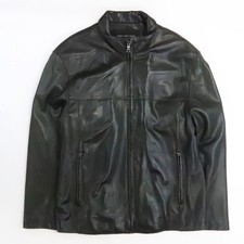 Andrew Marc New York Leather Coat Jacket Size Large Black
