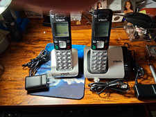 VTech Cordless Phone System 2 Handsets, Caller ID Speakerphone, Black/Silver