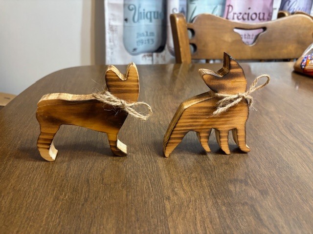 Handmade Wooden Boston Terrier Set
