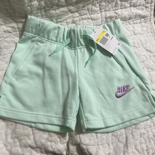 Nike Girls' French Terry Shorts Green Lavender Logo DA1405 Choose Size S