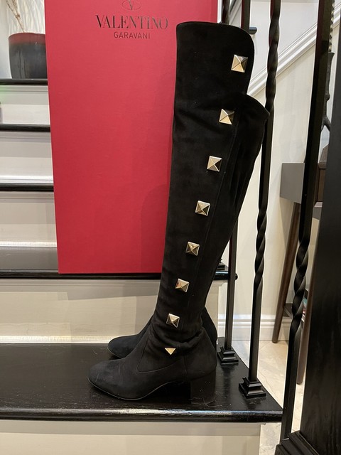 Valentino Studded Suede Over-The-Knee 
