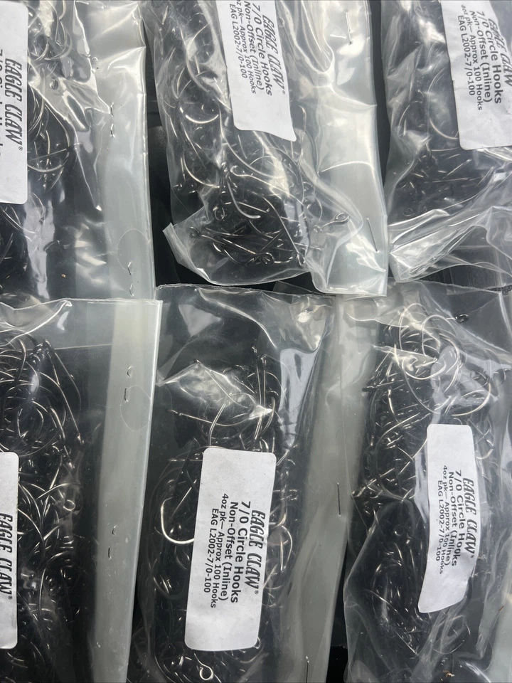 100 pack Eagle Claw 7/0 Non Offset In Line Circle Hooks Eag L2002-7/0 HTF Discon - Image 2 of 3