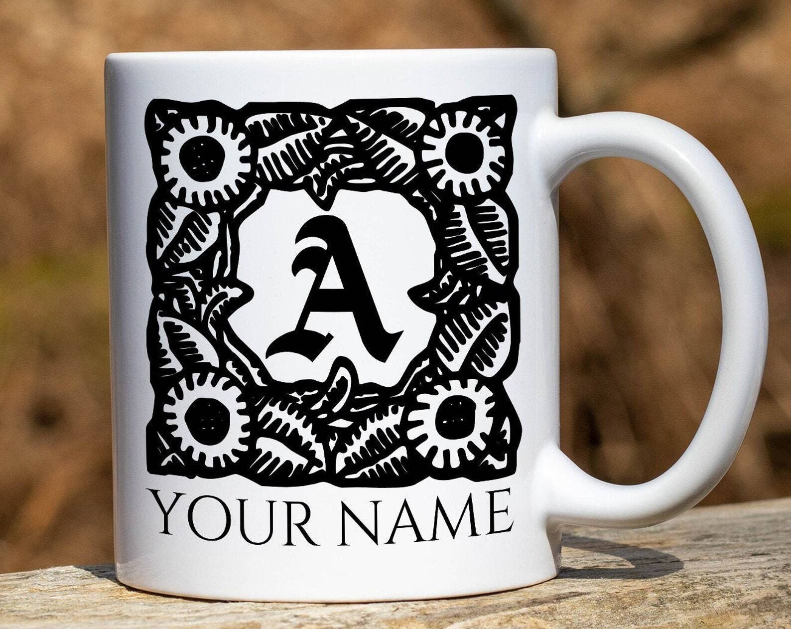 Taza de café inicial personalizada premium con monograma taza de té regalo perfecto para amigos