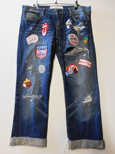 Abercrombie & Fitch Distressed Blue Denim with Patches Size 10R..L2