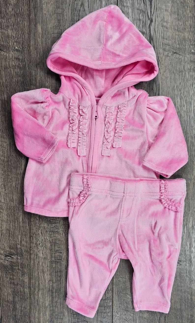 Baby Girl Clothes Nwot Garanimals Newborn 2pc Pink Velour Hooded Outfit