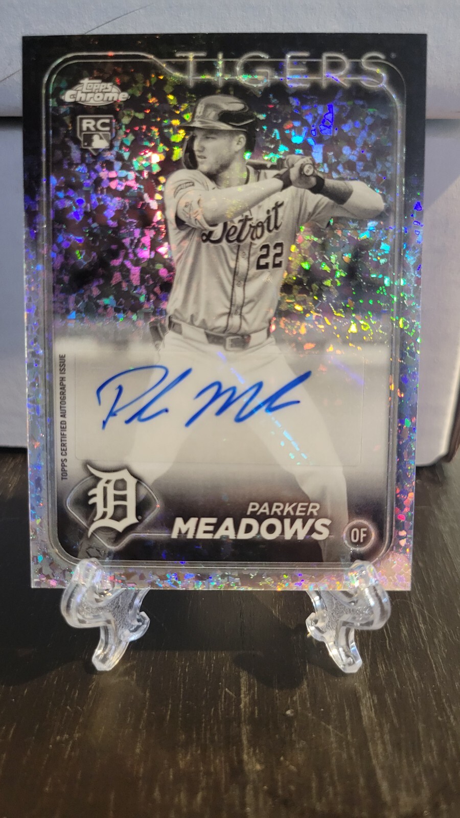 2024 Topps Chrome Update Parker Meadows Black And White Mini Diamond RC Auto SP