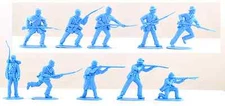 Accurate C.S.A Infantry set #2 in Sky Blue Color - 10 54mm soft plastic figures